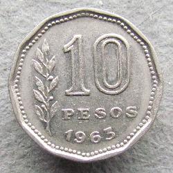Argentinien 10 Pesos 1963