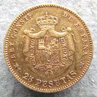 Spain 25 pesetas 1880