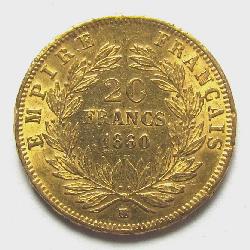 Франция 20 франков 1860 ВВ