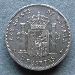 Испания 5 песет 1885