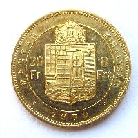 Austria Hungary 20 Fr / 8 Frt 1878 KB