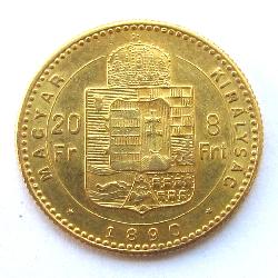 Österreich-Ungarn 20 Fr / 8 Frt 1890 KB