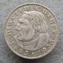 Германия 2 RM 1933 A Лютер