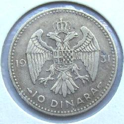 Jugoslávie 10 dinárů 1931