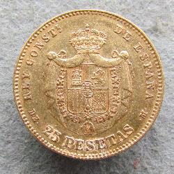 Španělsko 25 pesetas 1878. Madrid