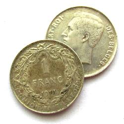 Belgium 1 franc 1910-1918