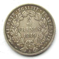 Francie 5 frank 1849 A