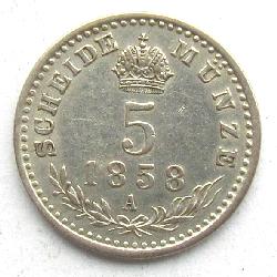 Austria Hungary 5 kreuzer 1858 A