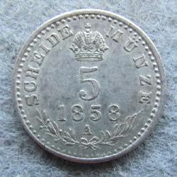 Австро-Венгрия 5 крейцар 1858 А