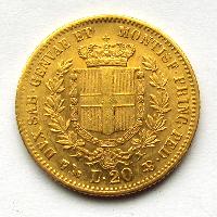 Sardinia 20 lir 1859 P