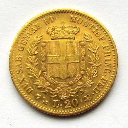 Sardinia 20 lir 1859 P