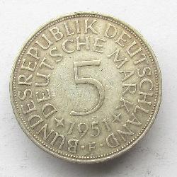 ФРГ 5 марок 1951 F