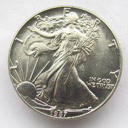 США 1 доллар - 1 унция. 1987