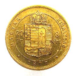 Austria Hungary 20 Fr / 8 Frt 1877 KB