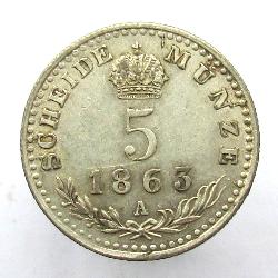 Rakousko-Uhersko 5 kreuzer 1863 A