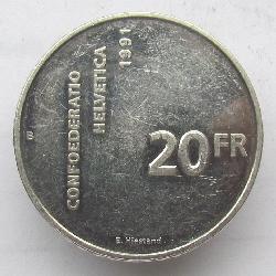 Switzerland 20 Fr 1991
