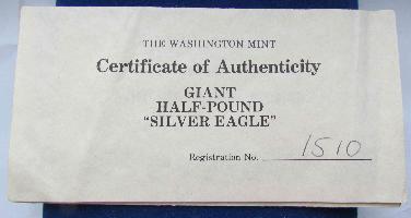 USA 1/2 pound silver 1992