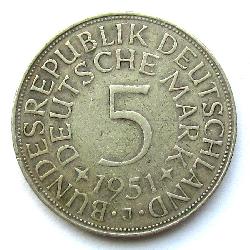 Deutschland 5 DM 1951 J