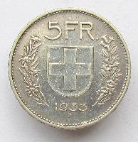 Switzerland 5 francs 1933 B