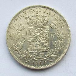 Belgium 5 Fr 1869