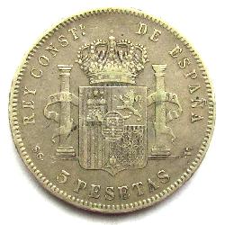 Испания 5 песет 1898