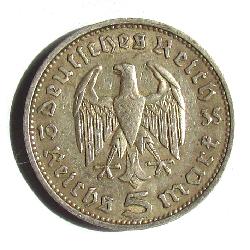 Germany 5 RM 1935 J