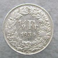 Switzerland 1/2 Franc 1934 B