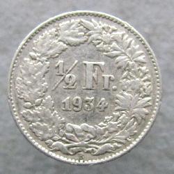 Switzerland 1/2 Franc 1934 B