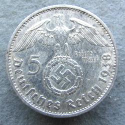 Germany 5 RM 1938 E