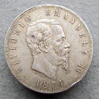 Italien 5 Lir 1874 M BN