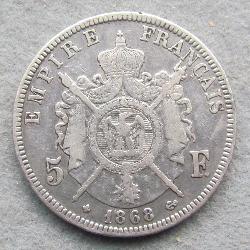 Франция 5 франков 1868 BB