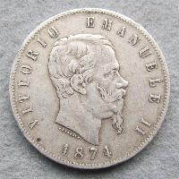 Itálie 5 lir 1874 M BN