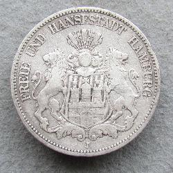 Hamburk 5 mark 1876 J