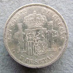 Испания 5 песет 1892