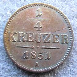 Austria Hungary 1/4 kreuzer 1851 A