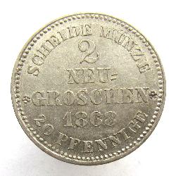 Saxony 2 new groschen 1868 B