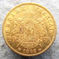 Франция 20 франков 1866 BB