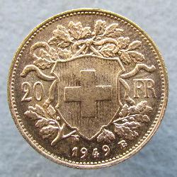 Швейцария 20 франков 1949 В