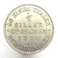 Prusko 1/2 stříbrných haléřů 1870 A