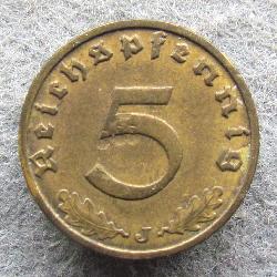 Deutschland 5 Rpf 1937 J