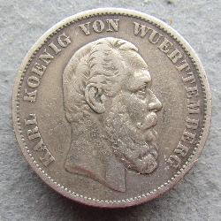 Württemberg 5 Mark 1876 F