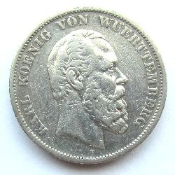 Вюртемберг 5 Марк 1876 F