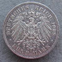 Saxony 5 mark 1908 E