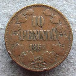 Финляндия 10 пенни 1867