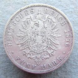 Пруссия 5 марок 1876 C
