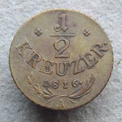 Austria Hungary 1/2 kreuzer 1816 A