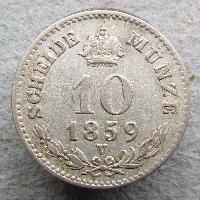 Austria Hungary 10 kreuzer 1859 V