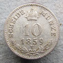 Austria Hungary 10 kreuzer 1859 V