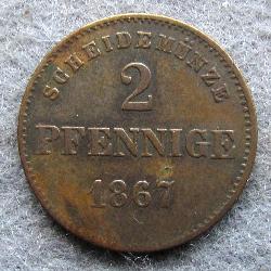 Saxe-Meiningen 2 pfennig 1867