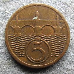 Чехословакия 5 геллеров 1932